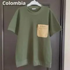 Columbia オリーブ色 Tシャツ 半袖 胸ポケット