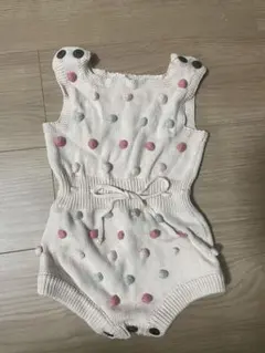 立体ドットニットパンツ サロペット80サイズ　韓国子供服