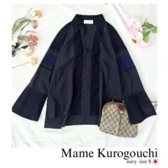 Mame Kurogouchi 刺繍スキッパーブラウス　ネイビー 繊細　長袖のサムネイル
