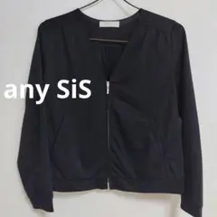 ・【any SiS】ショート丈 ジップアップ 羽織り Vネック ブラック