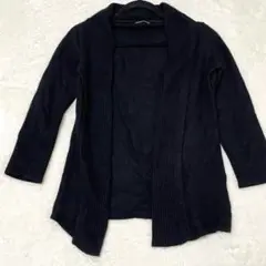 ELLE ニットカーディガン 40 ブラック 七分袖 羽織り シンプルレディース