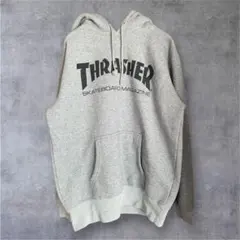 【定番】THRASHER スラッシャーロゴプリントパーカー グレー Lサイズ