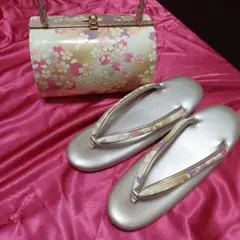 花柄和装用バッグと草履セット