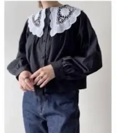 ＺＡＲＡ　レース襟付き黒長袖シャツ　新品未使用タグつき