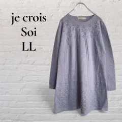 【je crois soi】【LL】長袖ニット　セーター　チュニック　パープル