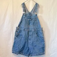 エグジラレーション 花柄 サロペット ショートパンツ 16W 青 綿 お出かけ