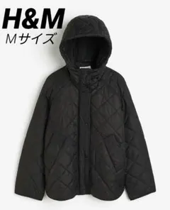 【美品】H&MフーデッドキルティングジャケットBLACK　Mサイズ