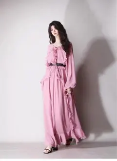 おしゃれシフォンピンクワンピースS