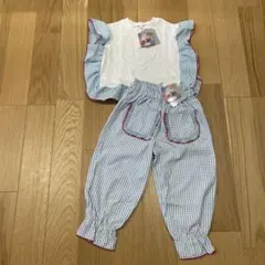 新品 しまむら juo あいり ギンガムチェックフリルトップス パンツ 100