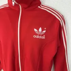 80s adidas ヴィンテージ トレフォイル トラックジャケット 赤 香港製