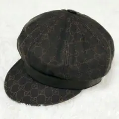 GUCCI グッチ　GG柄　レザーコンビ　キャスケット 男女兼用　帽子のサムネイル