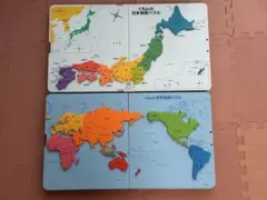 くもん　世界地図パズルと日本地図パズルのセット