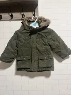 オリーブグリーン ファー付きダウンコート