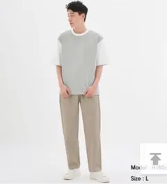 GU ジーユー　シェフパンツ　ベージュ　【L】メンズチノパン　ウエストゴム