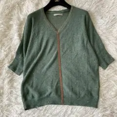 DAMA collection リネンシルクビーズ付きサマーニット スパンコールのサムネイル