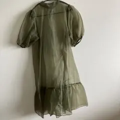 オリーブ色シースルーワンピース