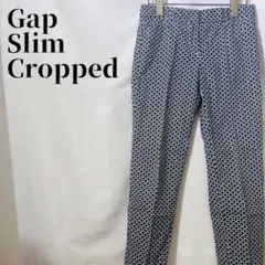 Gap スリムクロップドパンツ ストレッチ 幾何学柄 ネイビー コットン混 春夏