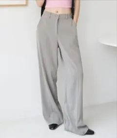 ベーシックハイウエストワイドスラックス　L-Long