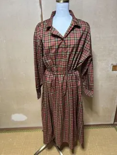 チェック柄 長袖 シャツワンピース Mサイズ