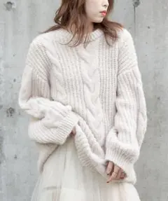 Chico チコ　ケーブルルーズチュニック　ニットワンピース