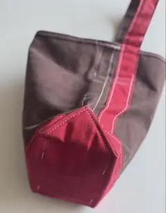 【中古】TEMBEA トートバッグ ブラウン/レッド