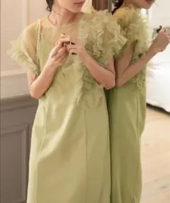 【forksy.】チュールフリルトップスセットサテンキャミワンピース