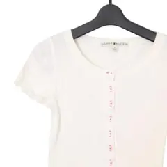 【美品】トミーヒルフィガー Y2Kベビーティー リブ フリル袖 カットソー 白