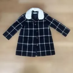 Tartine et Chocolat チェック柄　ファー襟ロングコート