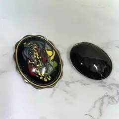 【美品】カラフルマーブルブローチ2点セット まとめ売り