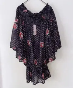 新品未使用　ロデオクラウンズ　オフショルダーブラウス　シアー素材　FREE