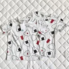 新品タグ付き　西松屋　Tシャツ　半袖　2枚セット　双子　おにぎり　90のサムネイル