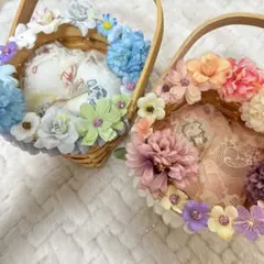 ウェディングリングピロー バスケット型 造花付き