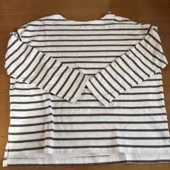 ストライプ柄 長袖Tシャツ ホワイト/ブラウン