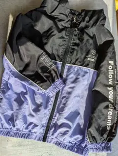 パーカー　アウター　　120　　フード付きジャンパー　ブラック　パープル