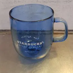 最終お値下げ・STARBUCKS 青いガラスマグ