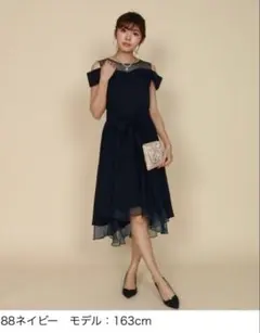 Rire Fete リルフェテ ドレス 9号 ネイビー 結婚式 パーティー