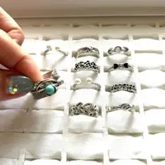 【美品未使用】Bインポート指輪まとめ売りリングセットターコイズ・オパール系リング