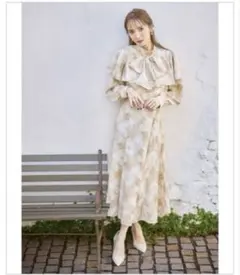 新品tocco 2wayボウタイリボン付きバックレースアップケープライクワンピ