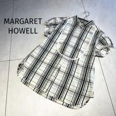 MARGARET HOWELL★チェック柄　パフスリーブ半袖ブラウスのサムネイル