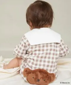 新品 ブランシェス ボリス チェック柄 長袖ロンパース 80