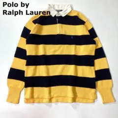 ポロラルフローレン 90s ニット ラガーシャツ 刺繍ポニーロゴ L