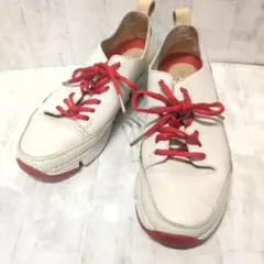 【美品】クラークス トライスパーク スニーカー ホワイト×レッドのサムネイル