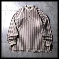 90s Eddie Bauer バンドカラー ラガーシャツ 白タグ