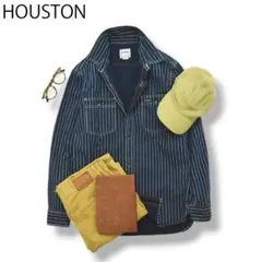 エーグル 長袖 ウォバッシュストライプ デニム シャツ M インディゴ メンズ