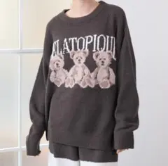 ジェラートピケ モチーフジャガード￼プルオーバー ダークグレー くま