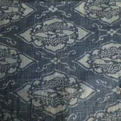 古布　木綿　型染　藍染　向かい鶴　はぎれ　S70　襤褸　絣　リメイク