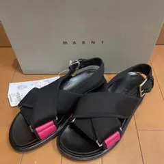 MARNI フスベットクロスストラップサンダル ブラック/ピンク36のサムネイル