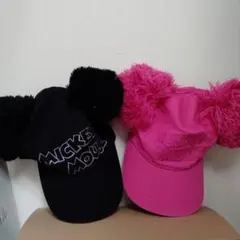 ディズニーファンキャップ　ミッキーポンポン 帽子 キャップ ブラック