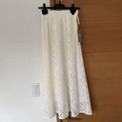 【タグ付】ナノユニバース レースフレアロングスカート オフホワイト