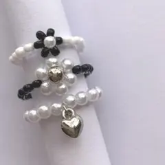 ビーズリング/フラワー/ハート